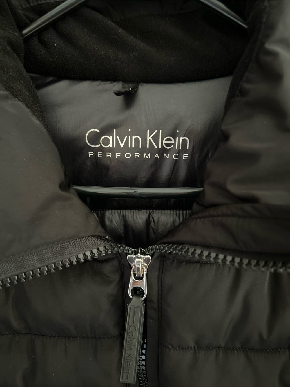 Calvin Klein Performance Black Puffer Jacket with Logo Zip Pull
